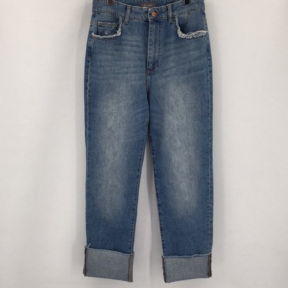 DL1961 Jerry High Rise Vintage straight jeans raw edge Westbrook distress new 27 - Picture 1 of 13